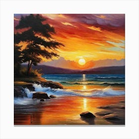 Sunset On The Beach 136 Canvas Print
