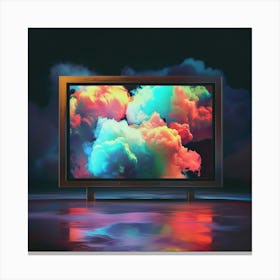 Tv Set With Clouds Canvas Print