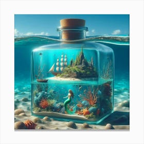 Mermaid In A Bottle 5 Canvas Print