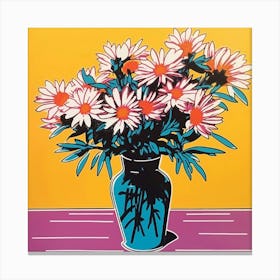 Asters 5 Pop Art Illustration Square Canvas Print