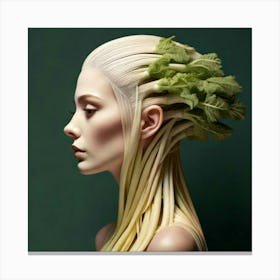 Firefly Surreal Side Profile Of A Rhubarb Woman 58541 (2) Canvas Print