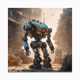 Robots In The City 3 Canvas Print