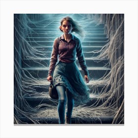 Girl with cobwebs Canvas Print