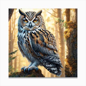 Owl In The Woods 53 Canvas Print