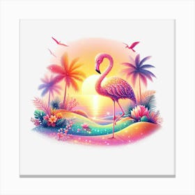 Flamingo At Sunset 8 Canvas Print