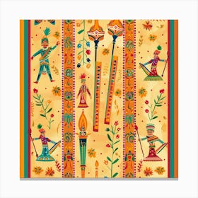 Navratri Themed Banner Texture With Dandiya Stic 17 Canvas Print