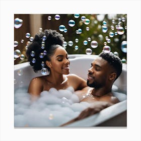 Couple In A Bubble Bath Canvas Print