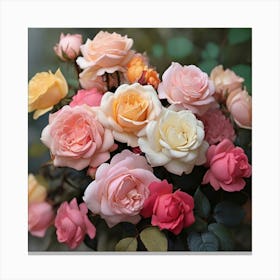 Roses In A Vase Canvas Print