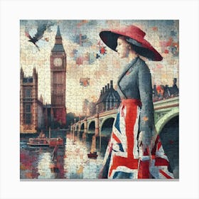 Abstract Puzzle Art English lady in London 6 Canvas Print