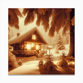 Cabin In The Snow 2 Canvas Print