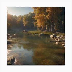 Sunrise At The River Canvas Print