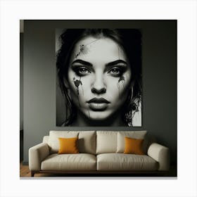 Black And White Portrait Of A Woman 1 Canvas Print