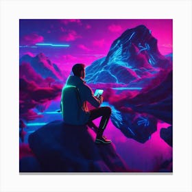 Man Sitting On A Rock Canvas Print