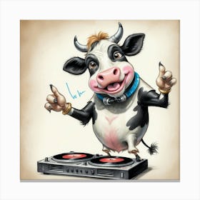 Cow Dj 5 Canvas Print