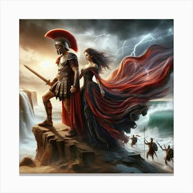 Spartacus Warriors Holding A Woman Hands Canvas Print