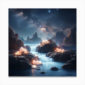 Waterfall In The Mountains Canvas Print