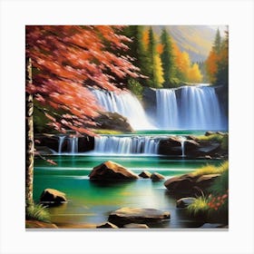 Waterfall In Autumn 21 Canvas Print