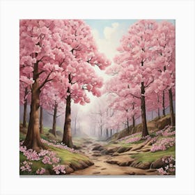 Cherry Blossoms In The Forest Art Print Canvas Print