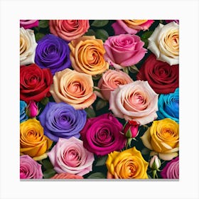 Colorful Roses Seamless Pattern 1 Canvas Print