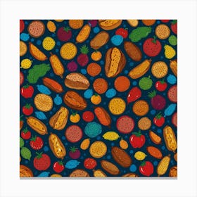 Seamless Pattern With Fruits And Vegetables Canvas Print