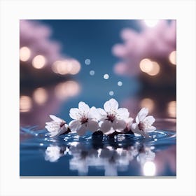 Illuminated White Cherry Blossom on the Lake Canvas Print