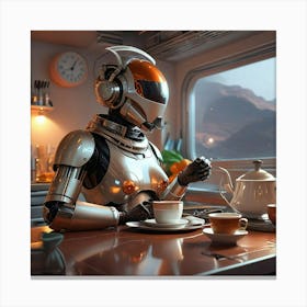 Robot Tea Time Canvas Print