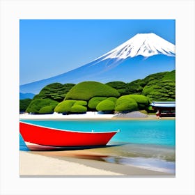 Red Boat On The Beach Canvas Print