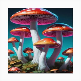 Mushrooms On A Tree Canvas Print