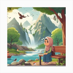 Baby Girl Near River Canvas Print