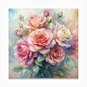 Watercolor Roses 16 Canvas Print