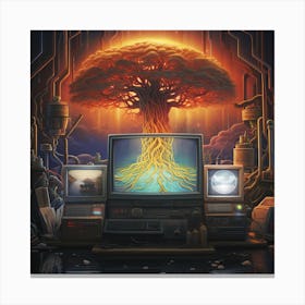 Binary Roots: The Simulation Paradox Canvas Print