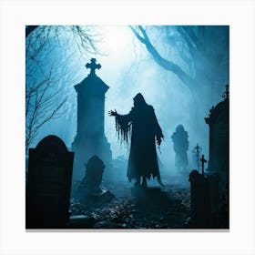 Silhouette Of A Daemon Enveloped In Fog Human Costumes Hinting At A Scary Presence Steam Rising To (1) Canvas Print