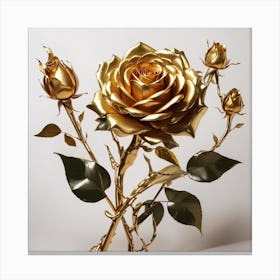 Dreamshaper V7 A Twisted Golden Rose With A Stem And Leaves Th 2 Canvas Print