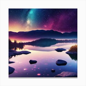 Night Sky Over Lake 8 Canvas Print