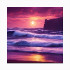 Pink Sunset Over The Ocean Canvas Print