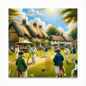 Paws and Wickets. Dogs on the Village Green Canvas Print