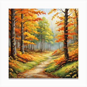 Forest In Autumn In Minimalist Style Square Composition 107 Canvas Print