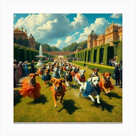 Dog Race In Gardens Of Versailles Canvas Print