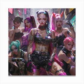 Anime Girls in the streets Canvas Print