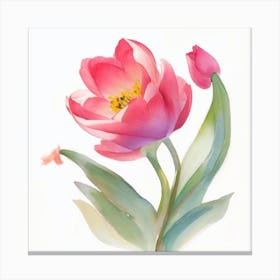 Tulip Rose Painted In Watercolor 0 1 Canvas Print
