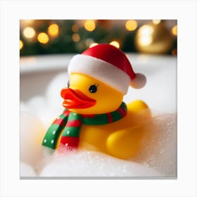 Rubber Duck In Santa Hat Canvas Print