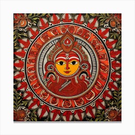 Krishna Madhubani Painting Indian Traditional Style 1 Canvas Print