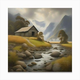 'Riverside Cabin' Canvas Print