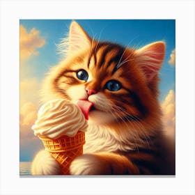 Ice Cream Cat Canvas Print