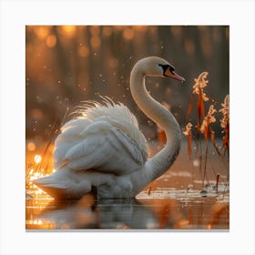 Swan At Sunset 3 Canvas Print
