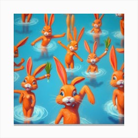 Rabbits In The Water 5 Canvas Print