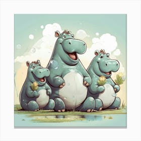 Hippo Family Stampe su tela