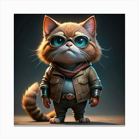 Cat In A Jacket And Glasses Canvas Print