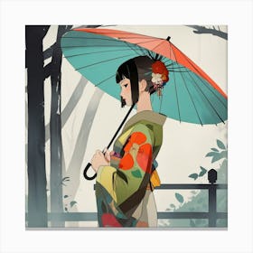 Japanese woman with umbrella 4 Canvas Print