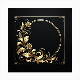 Gold Frame On Black Background 1 Canvas Print